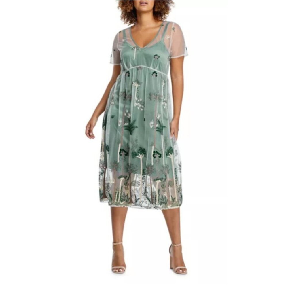 Estelle Plus Leon Embroidered Dress Size 18 W - Picture 2 of 9